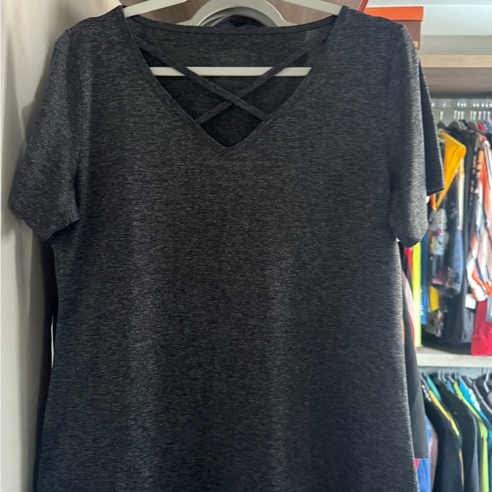 Women's Heather Gray V-Neck Top